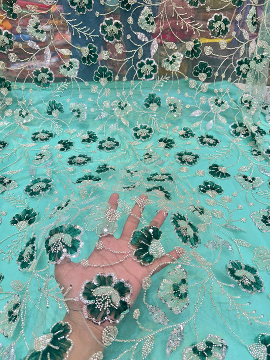 Emma Imported Handwork Net Embroidery with Appliqué 54 Inch Width