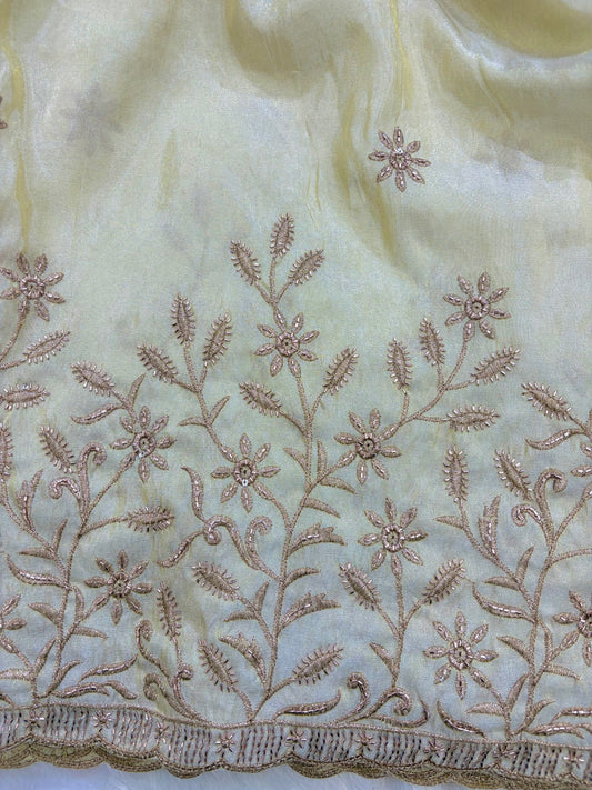 👗pure viscouse tissue zari with embroidered 🥻44-45 inch width