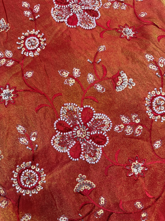 viscose Tissue hand work Embroidery 44 inch width