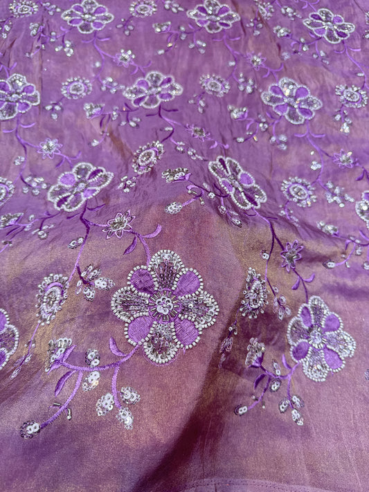 viscose Tissue hand work Embroidery 44 inch width