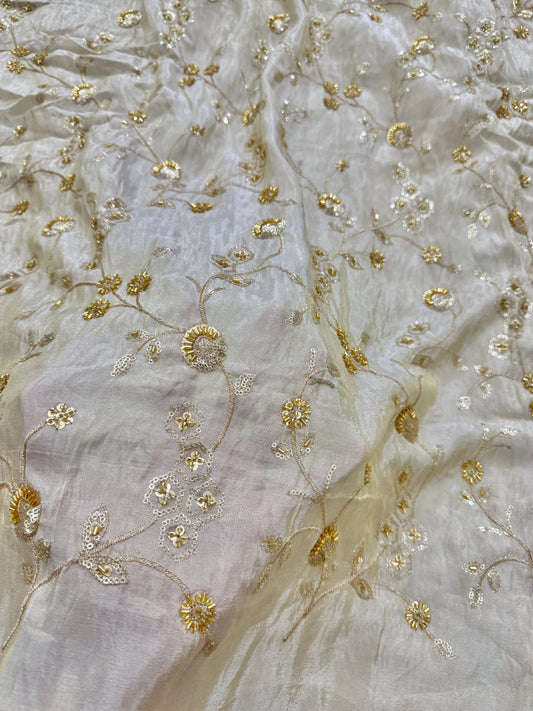 Pure Zari Tissue Handwork Embriodery 44 Inch width