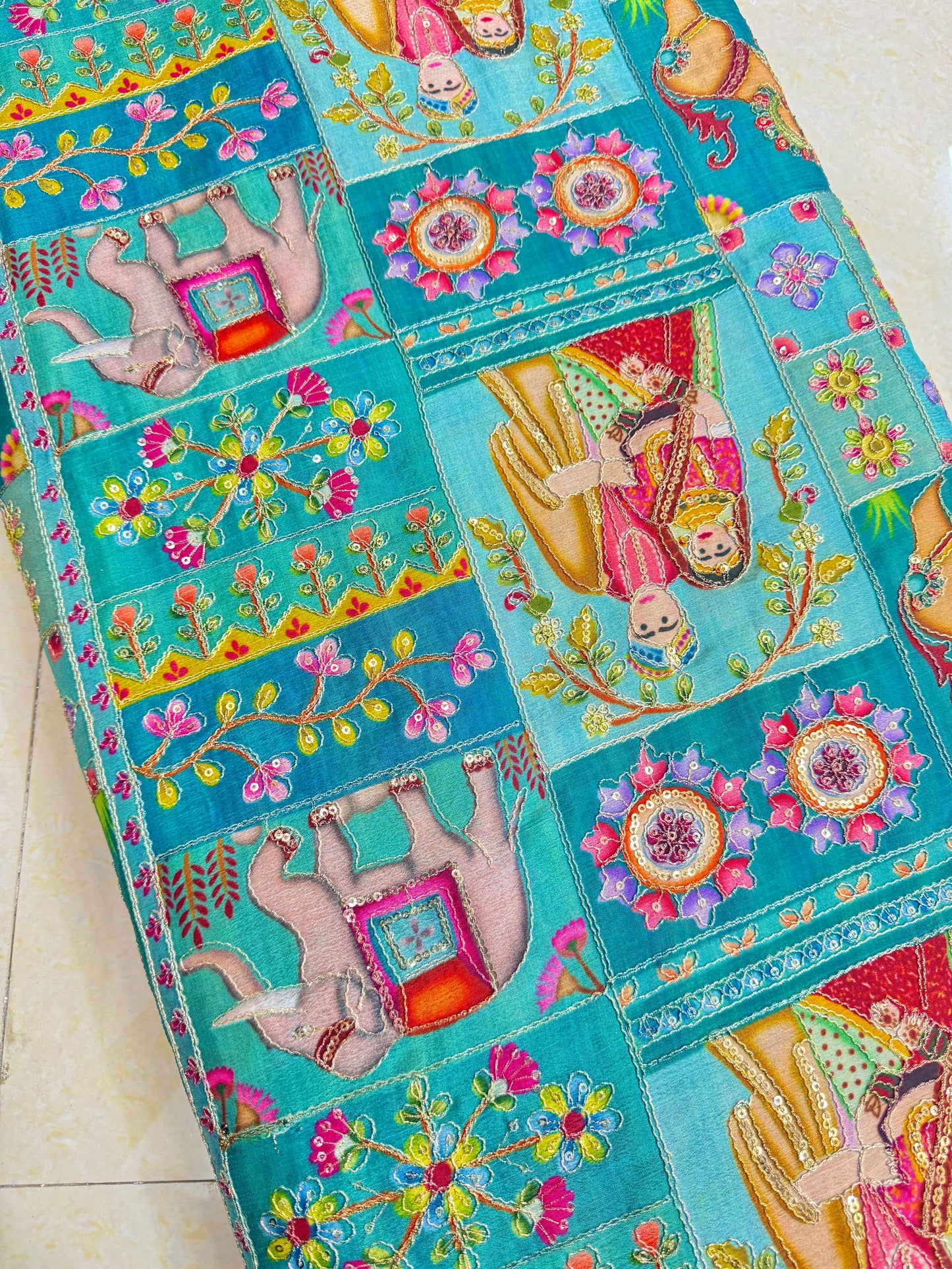 😍PURE CHENON WITH POSITION PRINT👸🤴 RAJA RANI DESIGN 44-45 WIDTH. #15