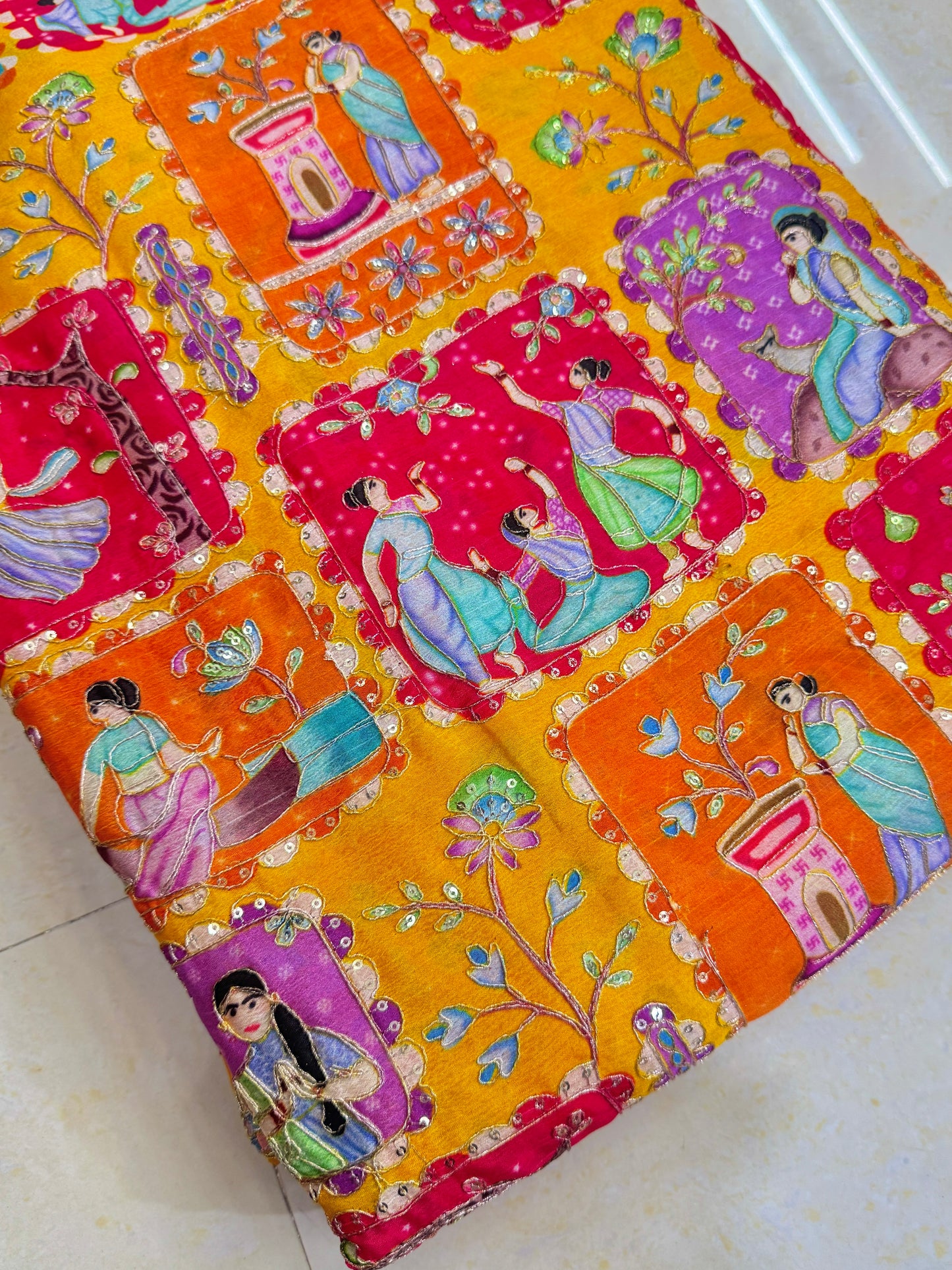 😍PURE CHENON AVEC IMPRIMÉ POSITIONAL👸🤴 DESIGN RAJA RANI LARGEUR 44-45. #30