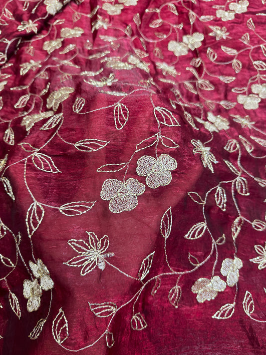 🥻👗BEAUTIFUL GLASS TISSU WITH ALLOVER BEATS WORK 44-45WIDTH - Design 2