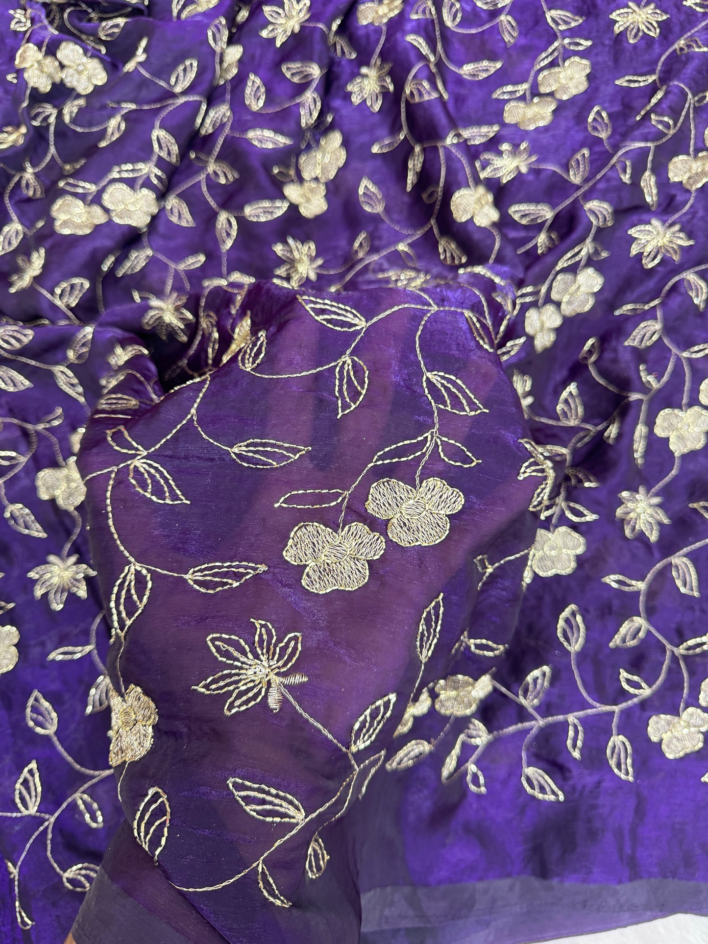 🥻👗BEAUTIFUL space silk WITH ALLOVER BEATS WORK 44-45WIDTH - Design 7