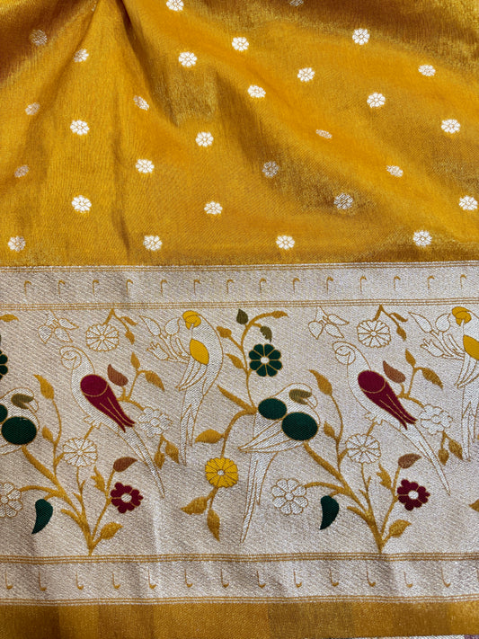 Paitanick Desing border with tissu fabric 44-45 width MUSTAD YELLOW