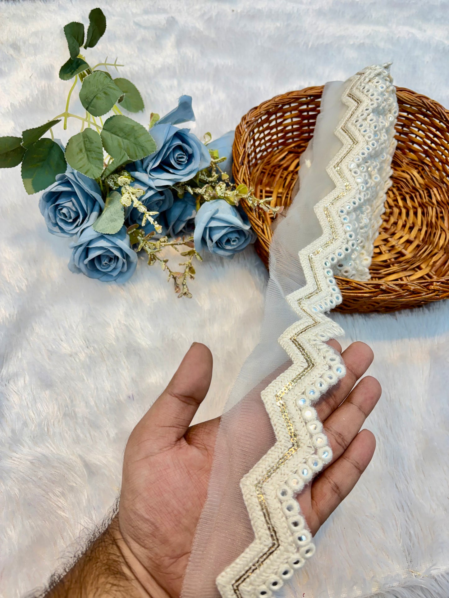Premium Designer Dayable Lace – 9 Meter Decorative cutwork design lace