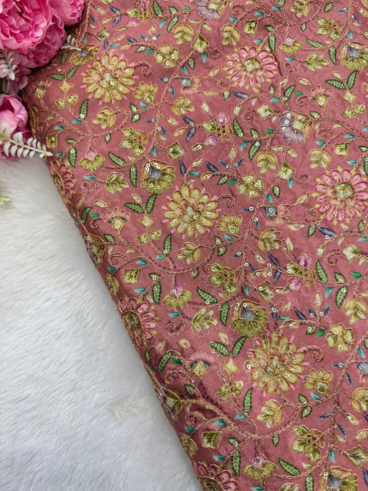 Pure 🌸Chinon fabric 👗with embroidery 44inch width