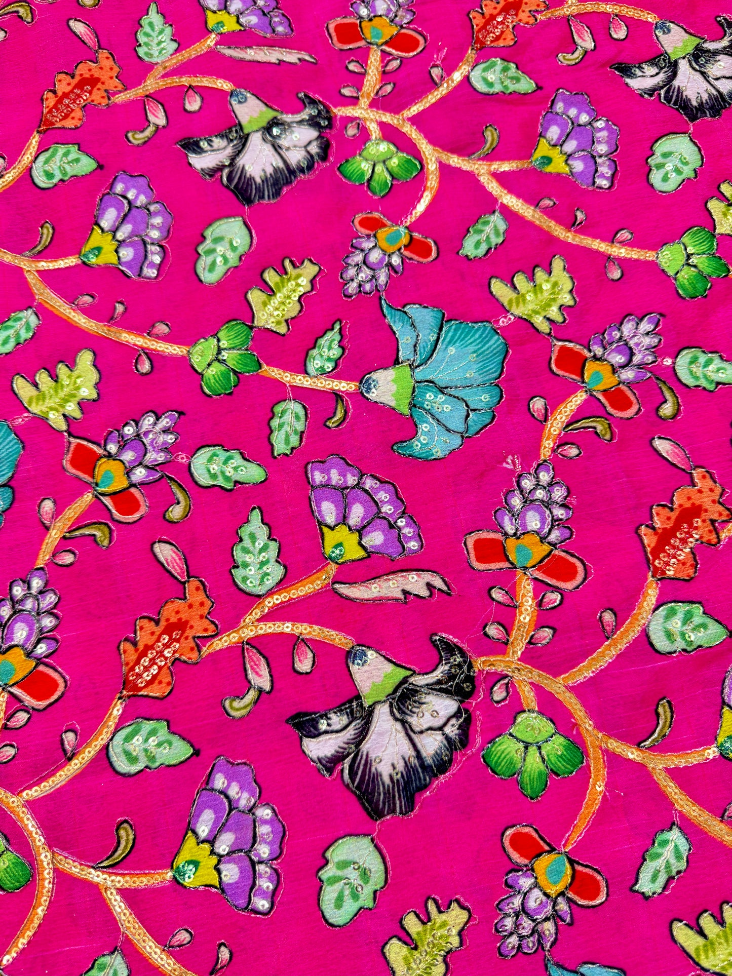 Multicolor all over position, Printed chenonFabric for Dressmaking | Designer Floral Print Fabric for Kurti, Saree, Blouse & Craft width 44inch width