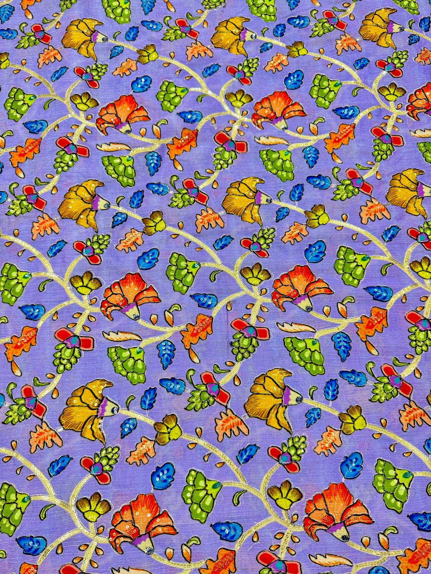 Multicolor all over position, Printed chenonFabric for Dressmaking | Designer Floral Print Fabric for Kurti, Saree, Blouse & Craft width 44inch width