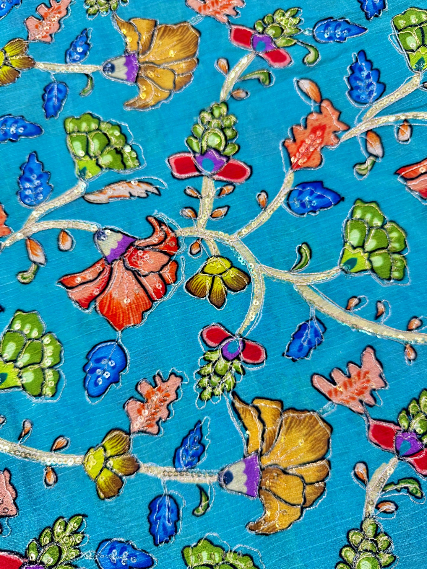 Multicolor all over position, Printed chenonFabric for Dressmaking | Designer Floral Print Fabric for Kurti, Saree, Blouse & Craft width 44inch width
