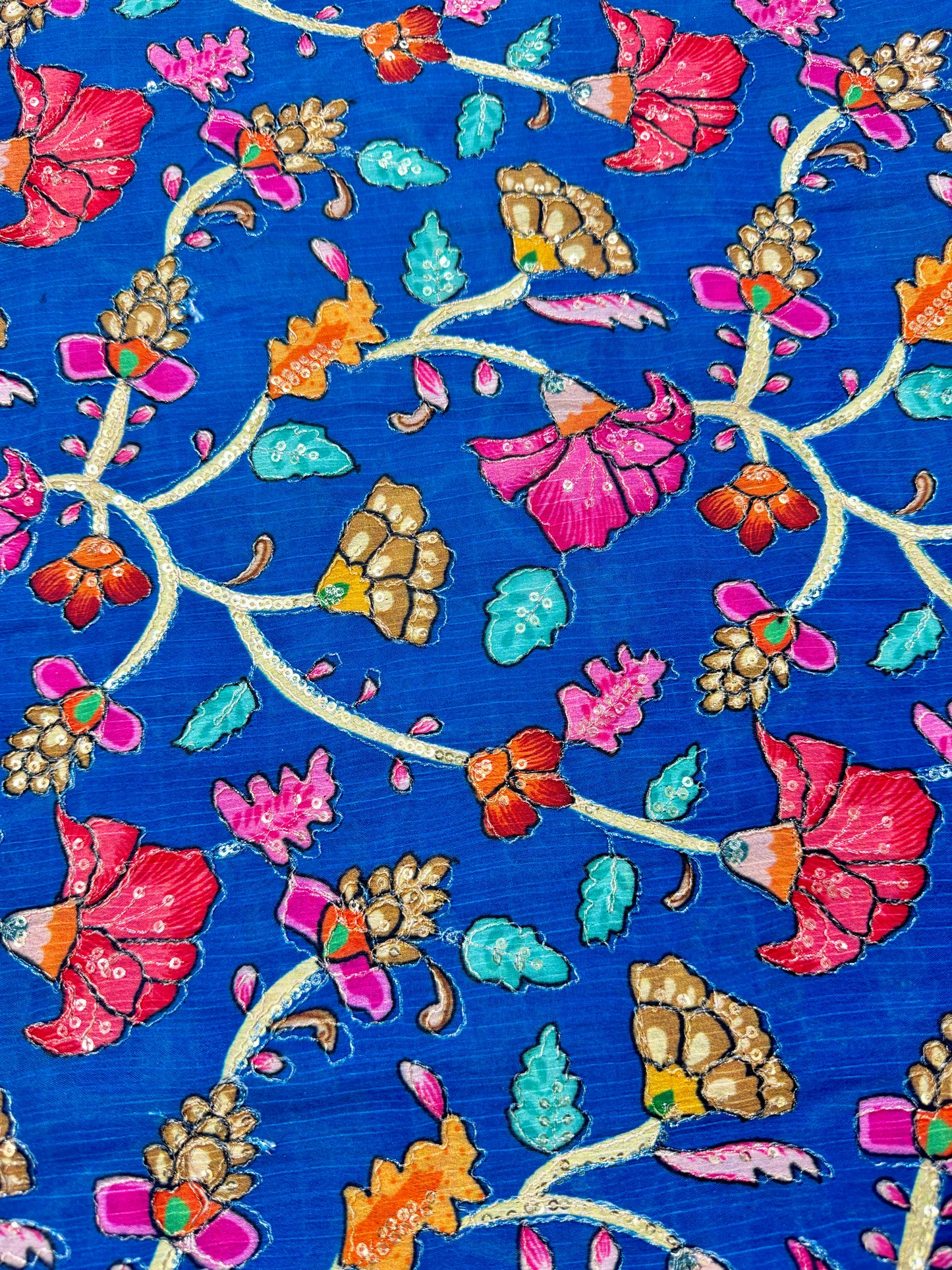 Multicolor all over position, Printed chenonFabric for Dressmaking | Designer Floral Print Fabric for Kurti, Saree, Blouse & Craft width 44inch width