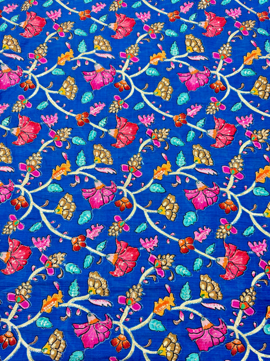 Multicolor all over position, Printed chenonFabric for Dressmaking | Designer Floral Print Fabric for Kurti, Saree, Blouse & Craft width 44inch width