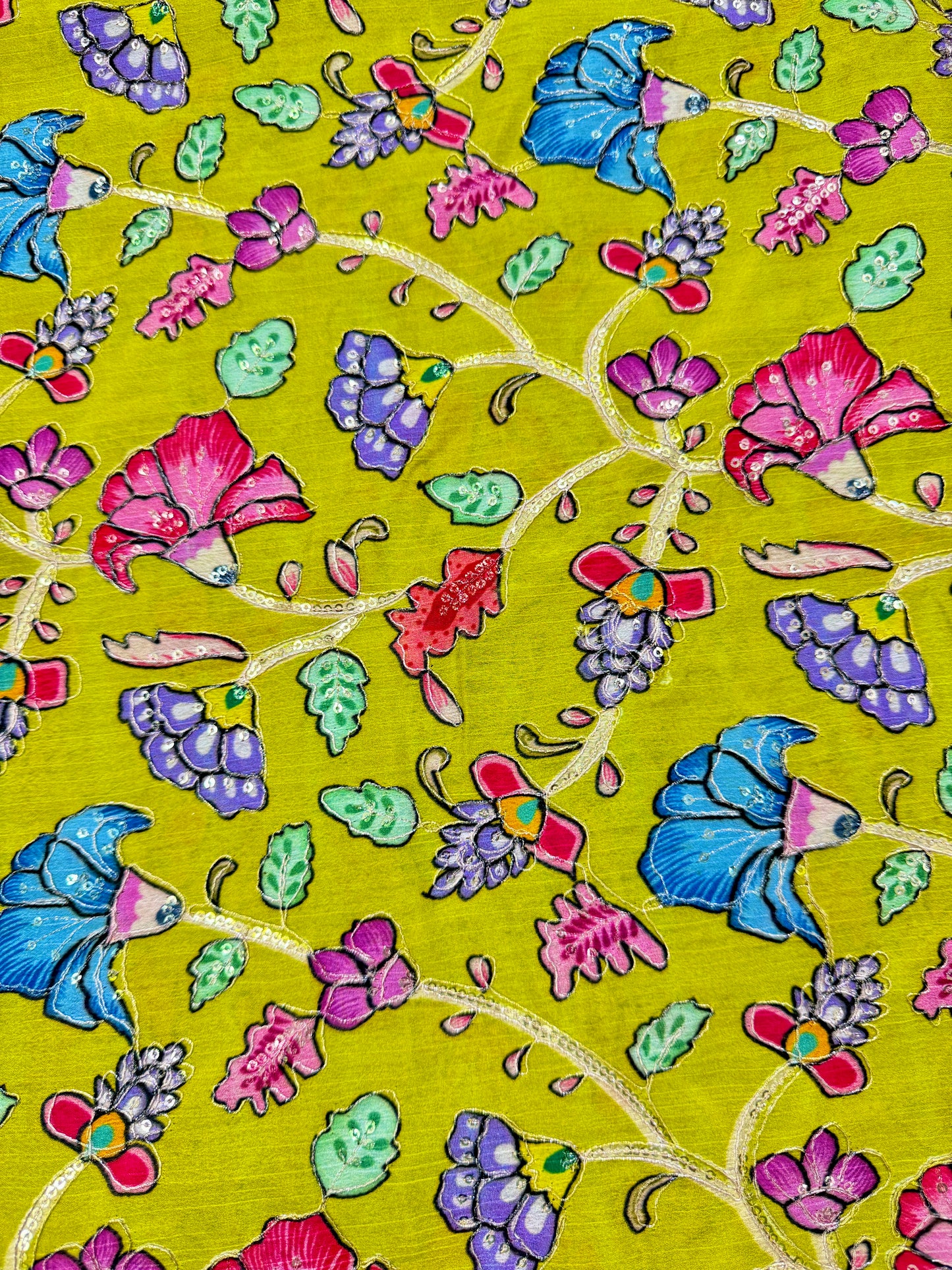 Multicolor all over position, Printed chenonFabric for Dressmaking | Designer Floral Print Fabric for Kurti, Saree, Blouse & Craft width 44inch width