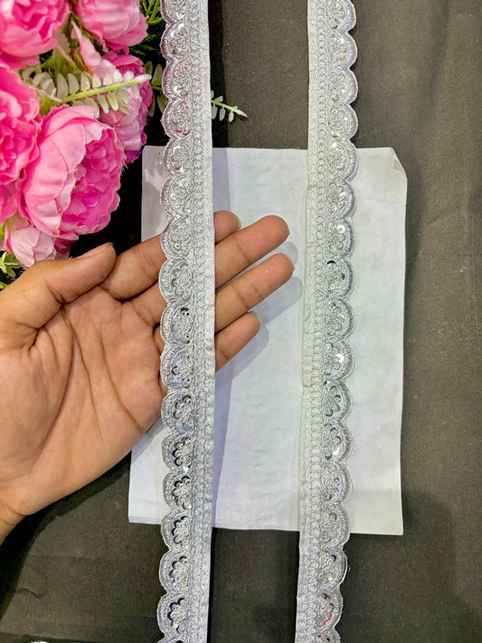 ✨Beautiful 😍Raw silk lace royal zari embroidered lace border 1inch (pack of 9 meter )