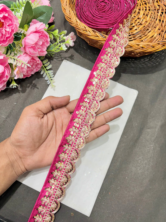 ✨Beautiful 😍Raw silk lace royal zari embroidered lace border 2 inch (pack of 9 meter )