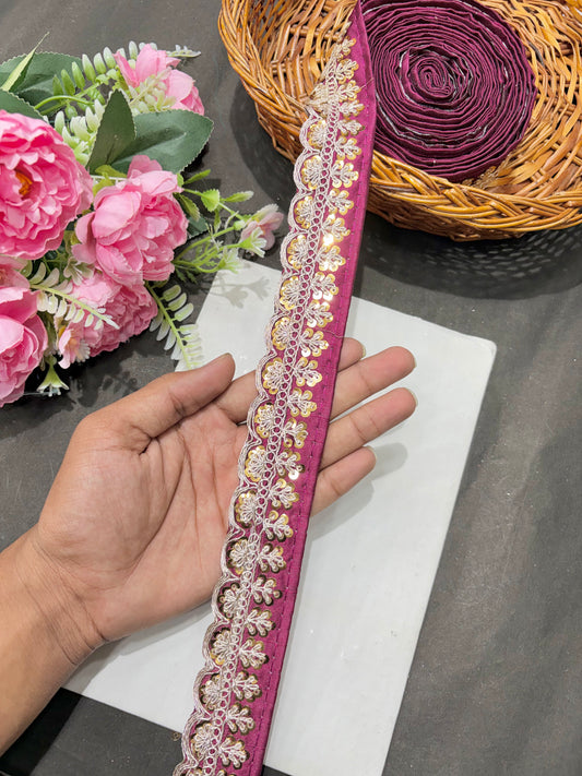 ✨Beautiful 😍Raw silk lace royal zari embroidered lace border 2 inch (pack of 9 meter )