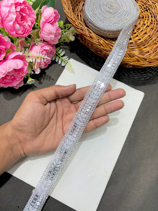 Golden Sequin Embroidered Lace Border (pack of 9 meter)