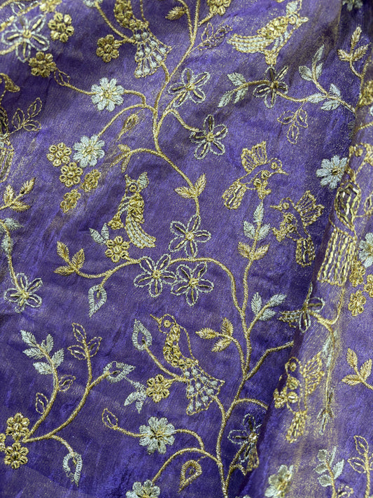 😍Exclusive Tissue Zari Work with Parrot Beads Work 🦜44 Width💕