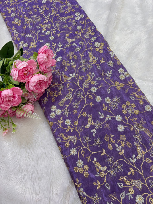 😍Exclusive Tissue Zari Work with Parrot Beads Work 🦜44 Width💕