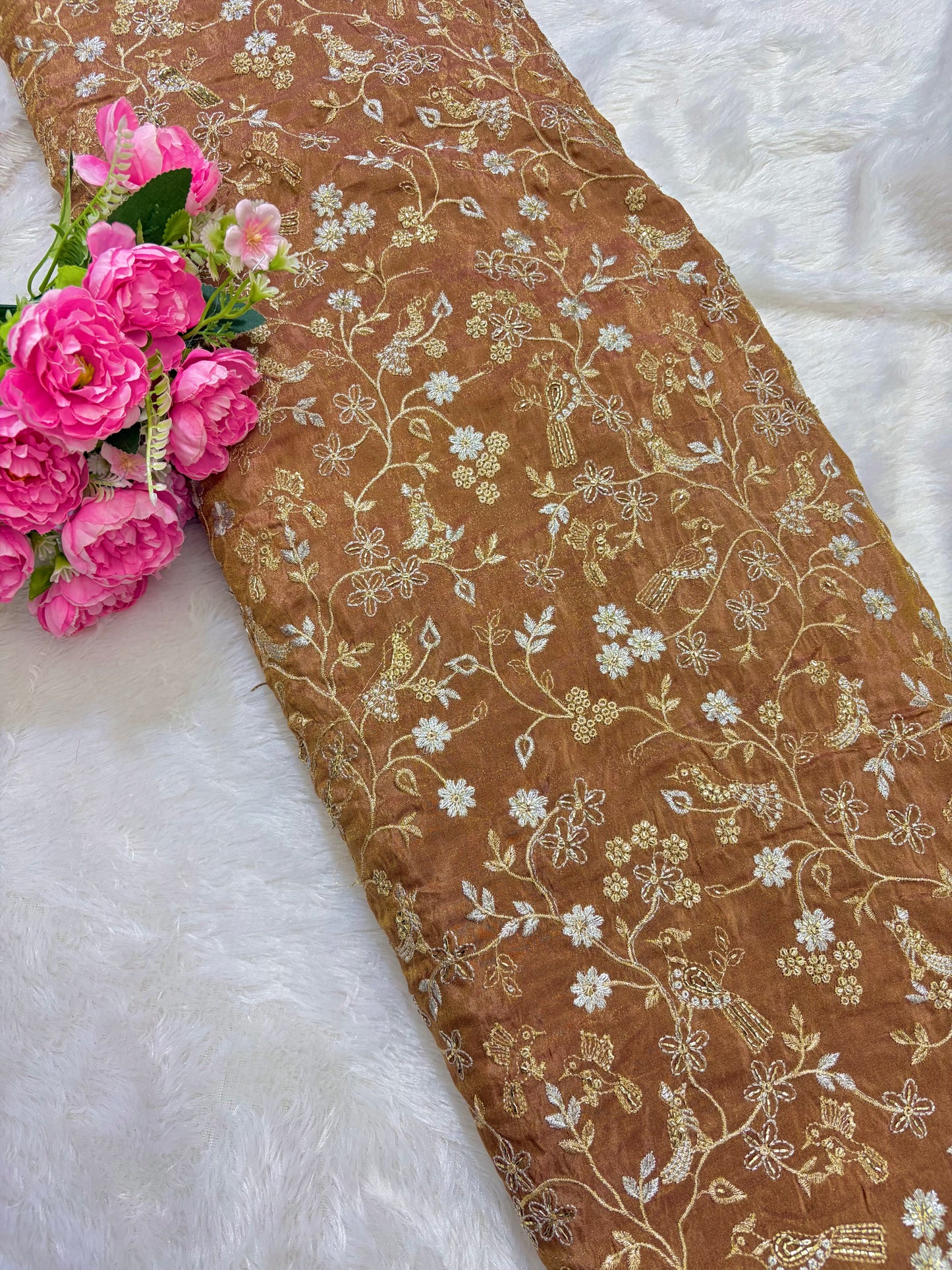 😍Exclusive Tissue Zari Work with Parrot Beads Work 🦜44 Width💕