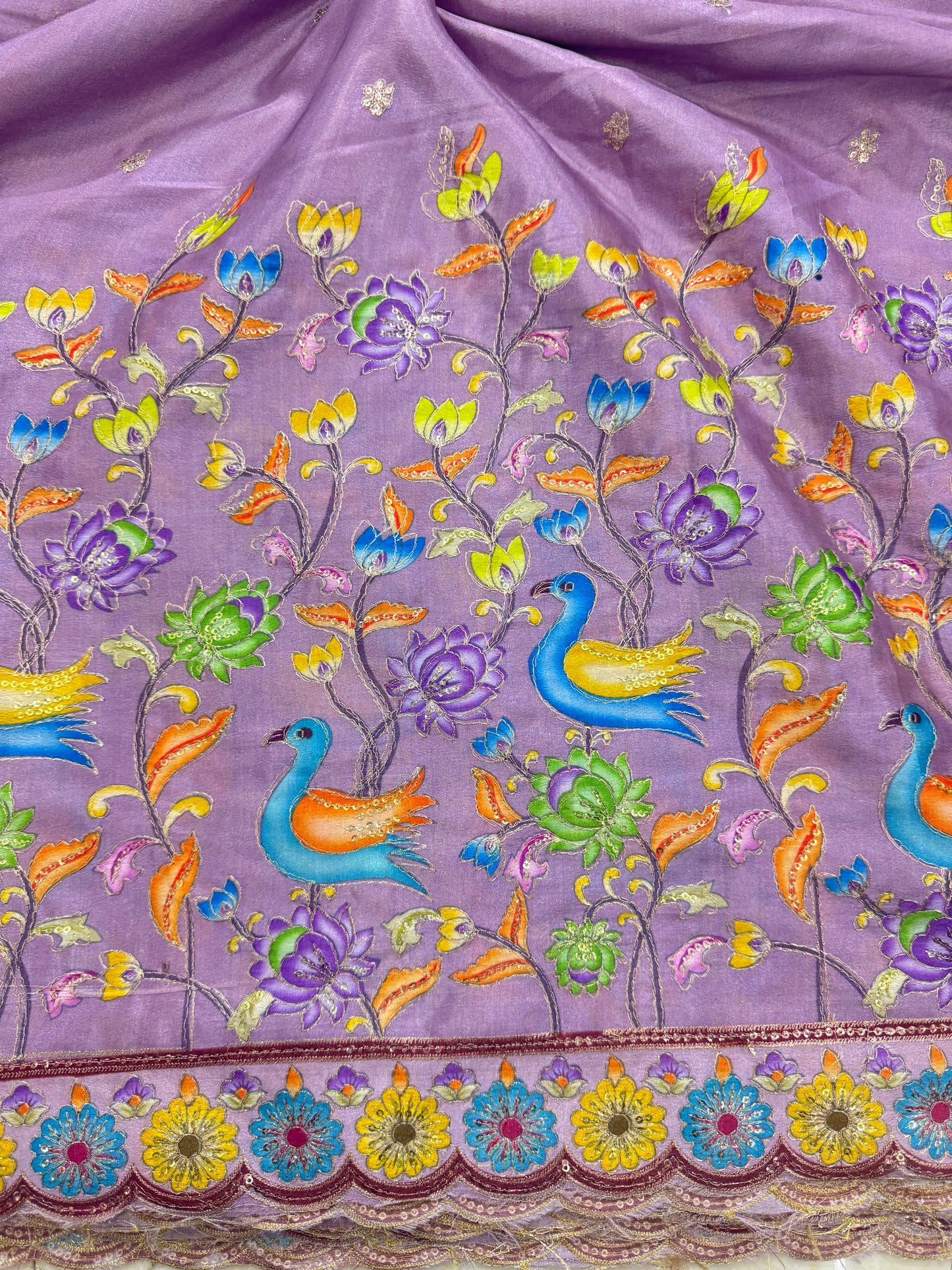 🥰🦌Beautiful Kalamkari Border Fabrics 🦚 44width
