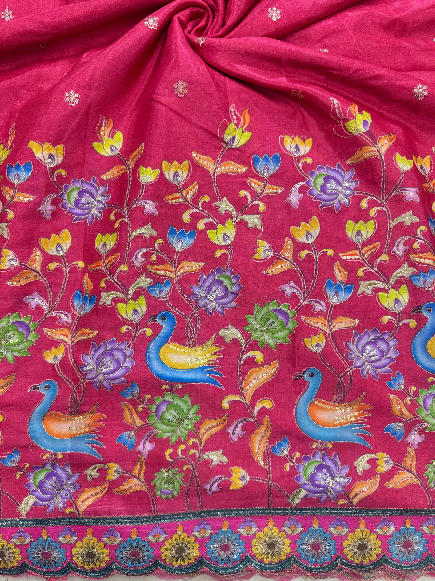 🥰🦌Beautiful Kalamkari Border Fabrics 🦚 44width