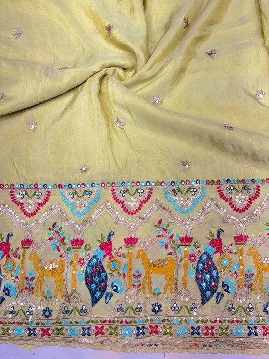 🥹💕Pure Tissue with 🦚 Embroidery 🪡 | 44 Inch Width