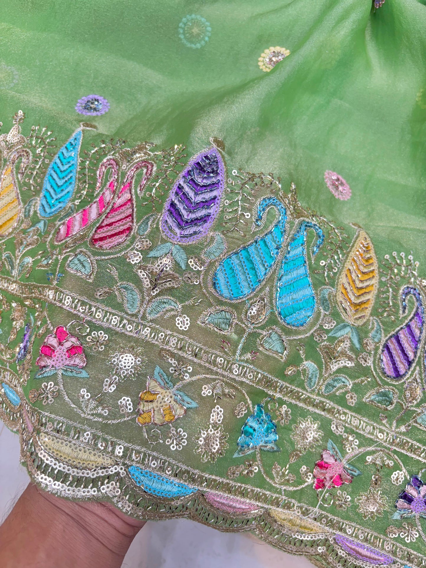 😍Exclusive Space Silk with Multi Colour Embroidery 44 inch width 🪡🧵