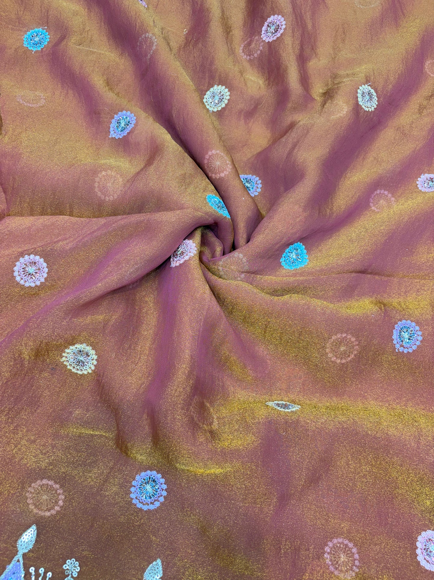 😍Exclusive Space Silk with Multi Colour Embroidery 44 inch width 🪡🧵