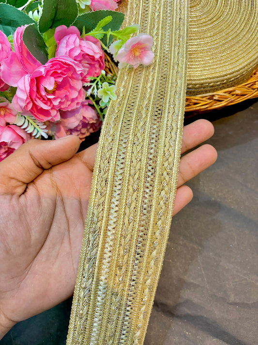golden zari lace border( pack of 9 metr) 3inch width