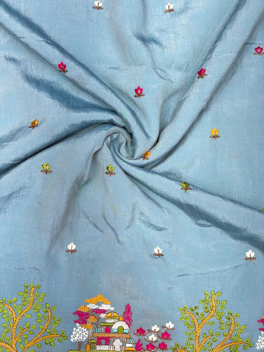 🥰Vichetra Silk 🪡🧵 Embroidery 💃 with Lady 🥹 Design | 44 Inch Width