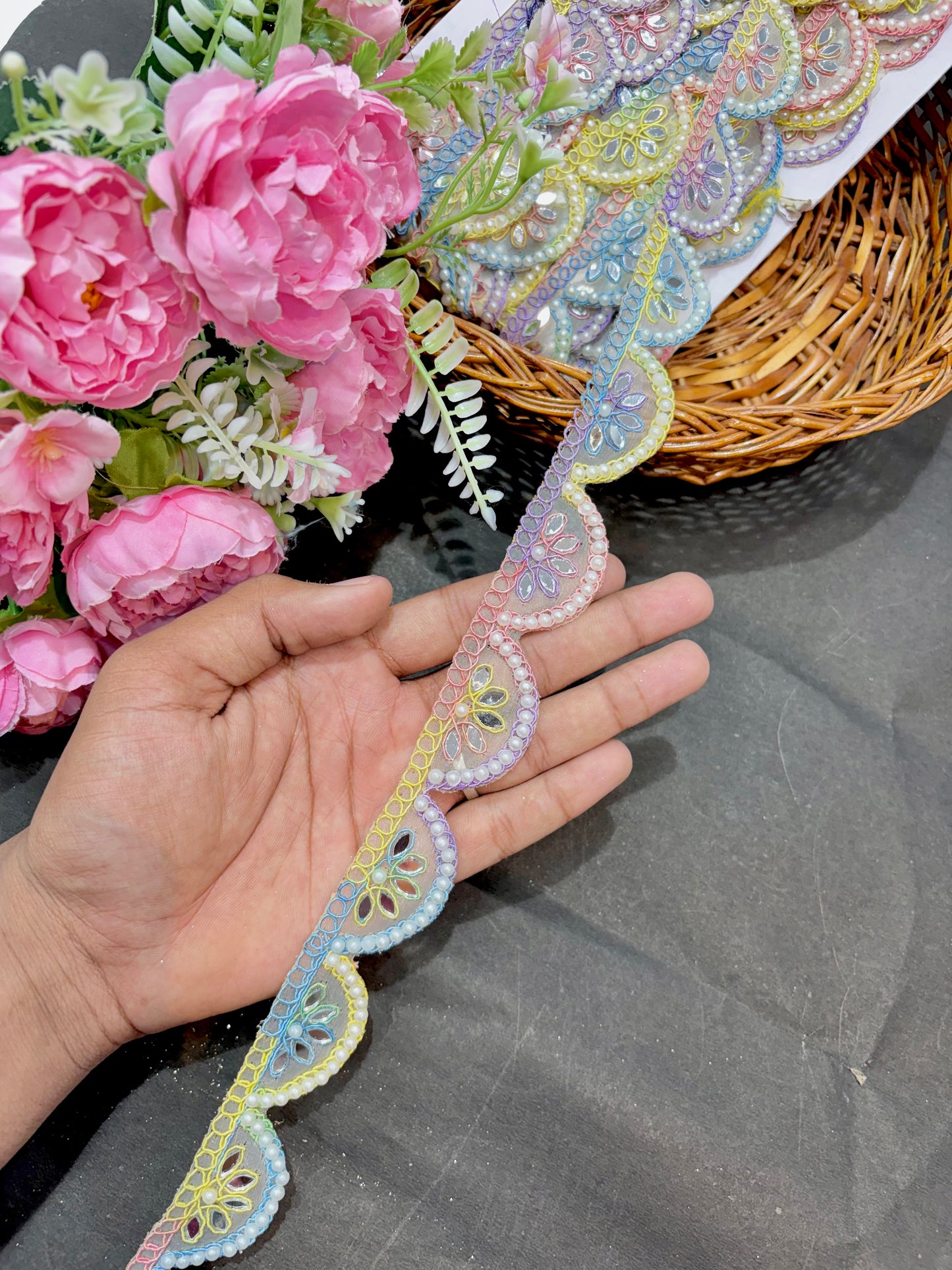 real mirror lace border Trim Indian Embroidery Sari Border Crafting Saree Sewing Decorative