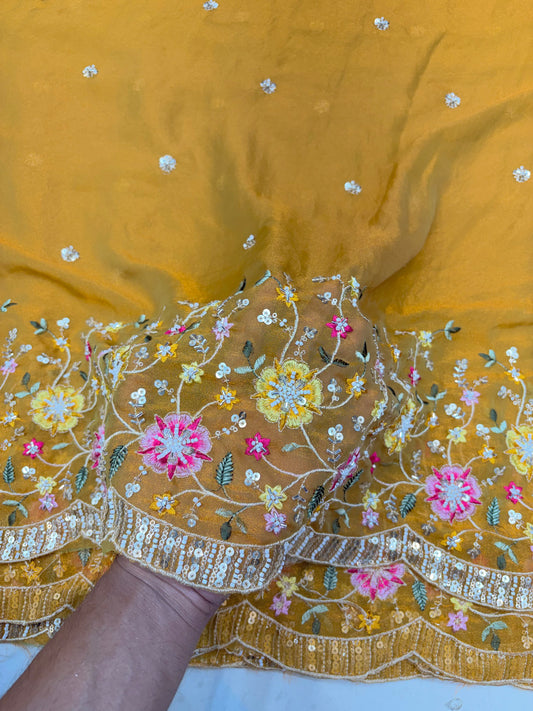 😍🥹Premium Space Silk with Beautiful Multi Colour Embroidery 44-45 inch width 🥻👗