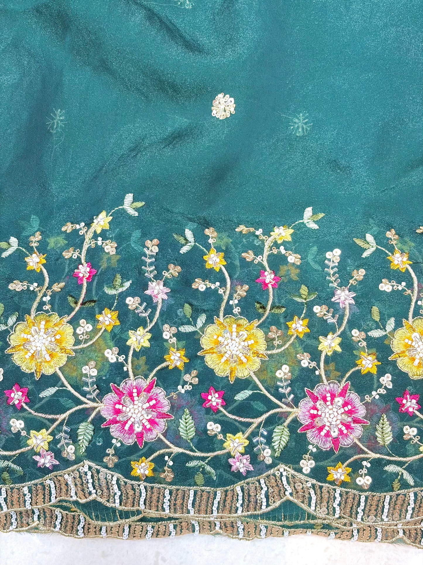 😍🥹Premium Space Silk with Beautiful Multi Colour Embroidery 44-45 inch width 🥻👗