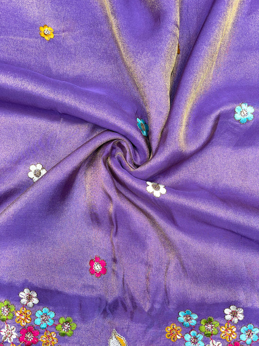 Royal Heritage Visco Tissue (Embroidered )Fabric ,lehanga,blouse, duppats , Inch 44-45 Width