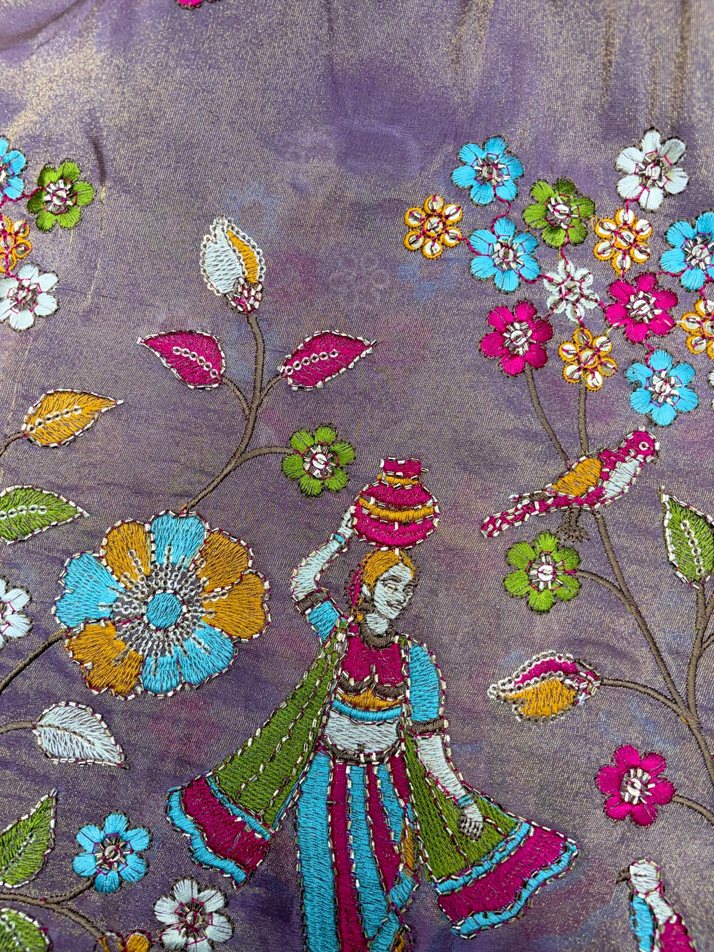 Royal Heritage Visco Tissue (Embroidered )Fabric ,lehanga,blouse, duppats , Inch 44-45 Width