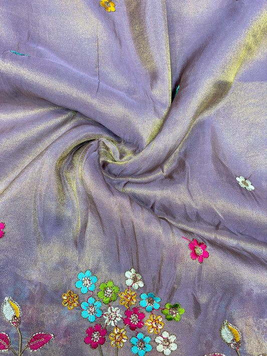 Royal Heritage Visco Tissue (Embroidered )Fabric ,lehanga,blouse, duppats , Inch 44-45 Width