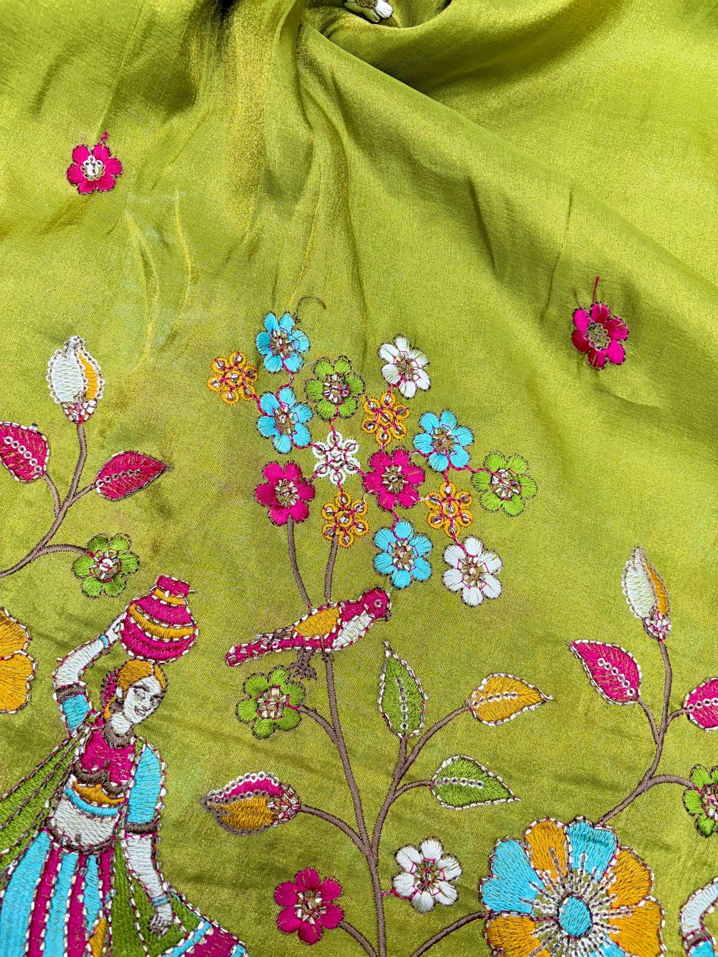 Royal Heritage Visco Tissue (Embroidered )Fabric ,lehanga,blouse, duppats , Inch 44-45 Width