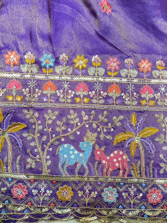 Royal Heritage Visco Tissue (Embroidered )Fabric ,lehanga,blouse, duppats , Inch 44-45 Width
