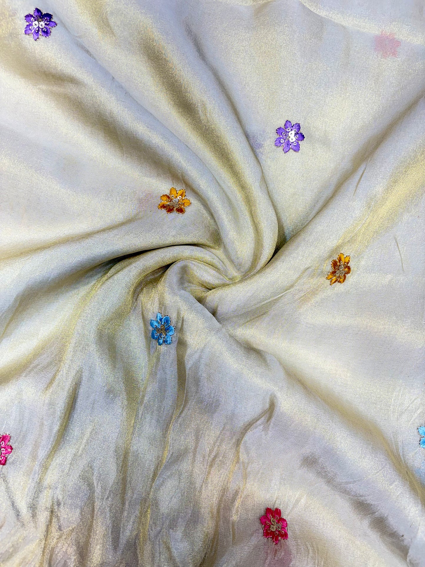 Royal Heritage Visco Tissue (Embroidered )Fabric ,lehanga,blouse, duppats , Inch 44-45 Width