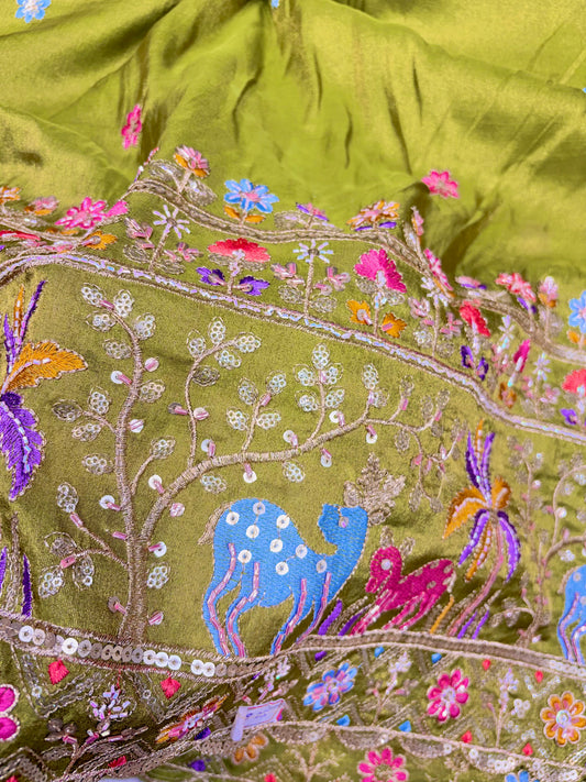 Royal Heritage Visco Tissue (Embroidered )Fabric ,lehanga,blouse, duppats , Inch 44-45 Width
