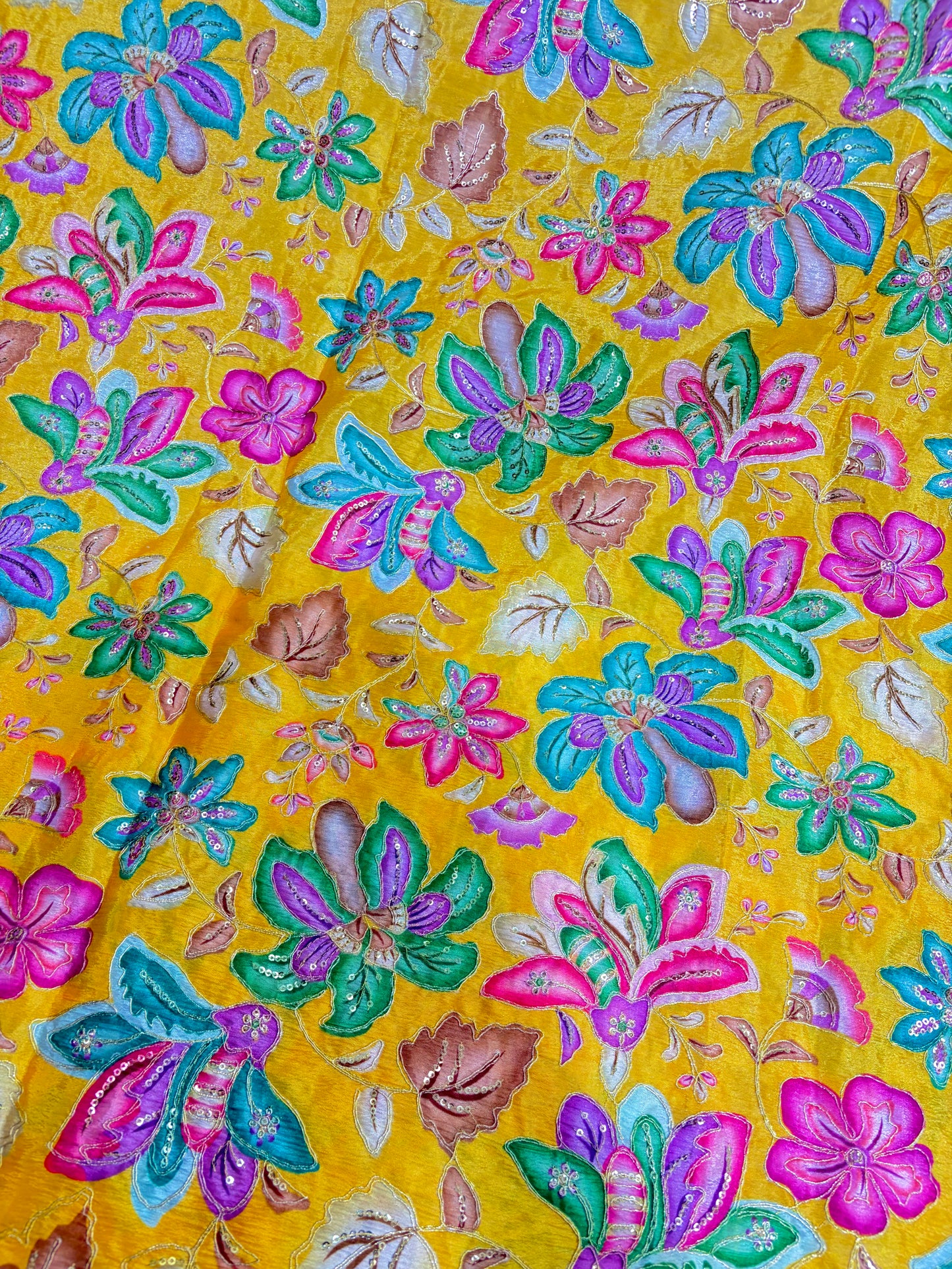 Beautiful π Pure Chenin fabrics flower desing 44inch width