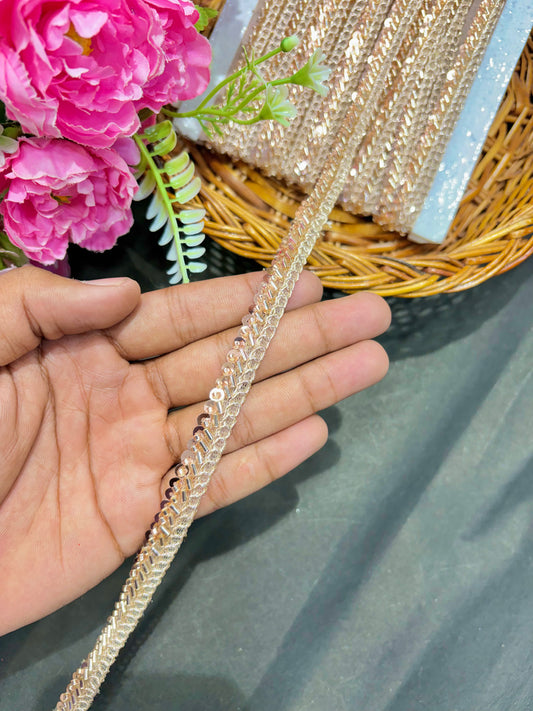 Handwork Lace Borders – Premium Quality, Intricate Embellishments for Sarees, Lehengas, Dupattas, and Luxury Home Decor - rose gold