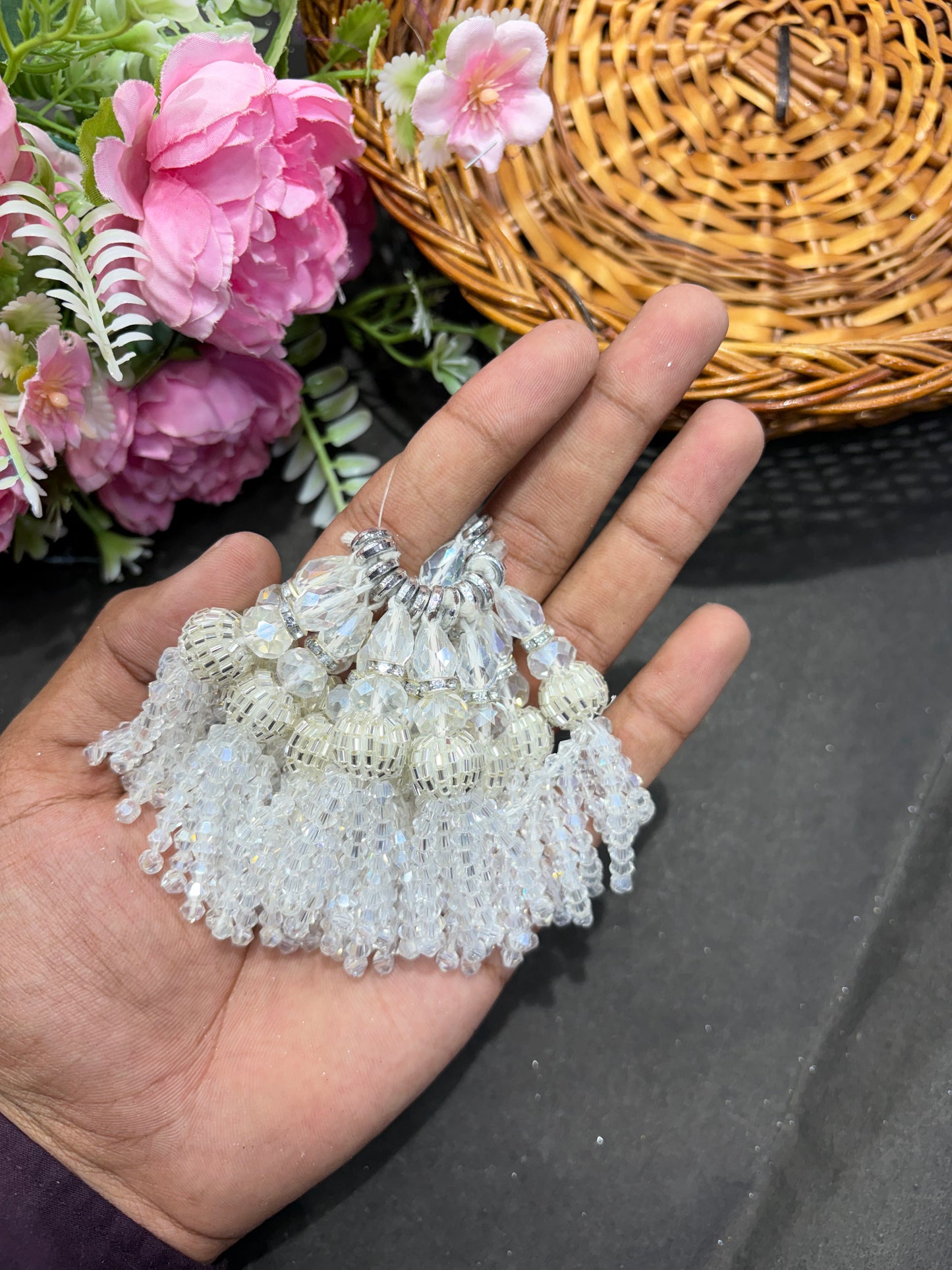 Opulent Crystal Beaded Tassel / Latkan pack of 12 peaces)