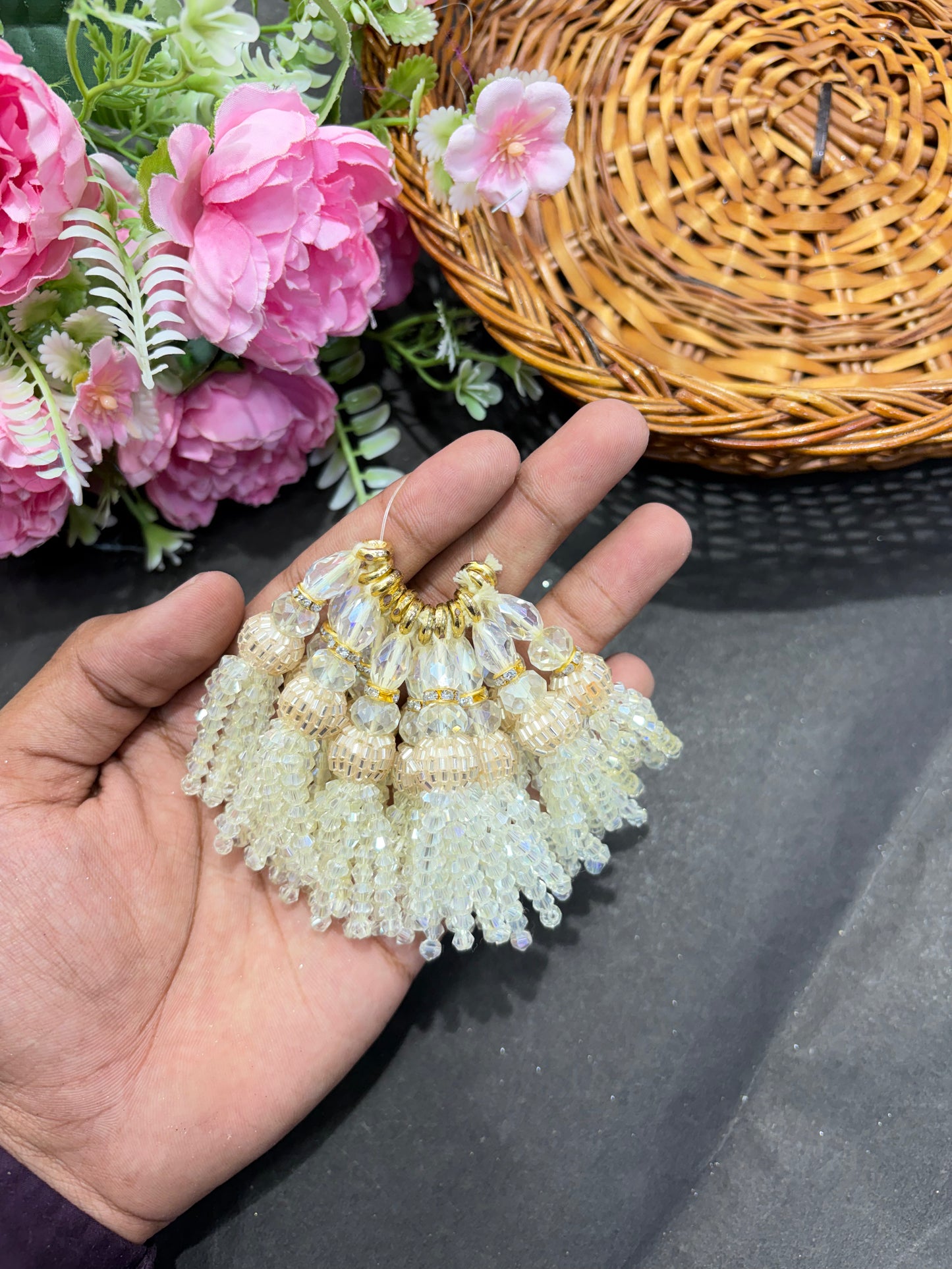 Opulent Crystal Beaded Tassel / Latkan pack of 12 peaces)