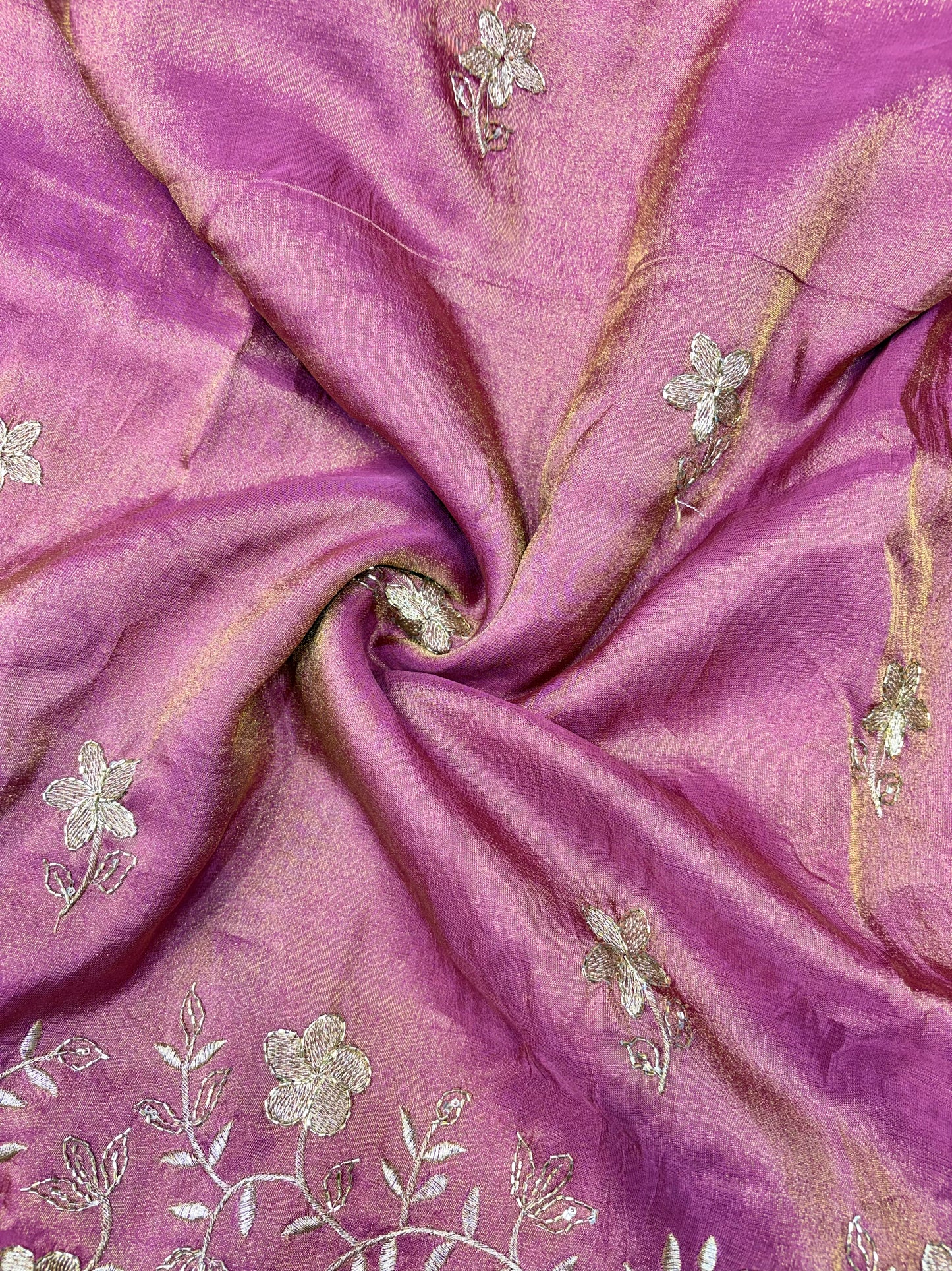 Pure viscouse tissue with beats work flower design 44WIDTH