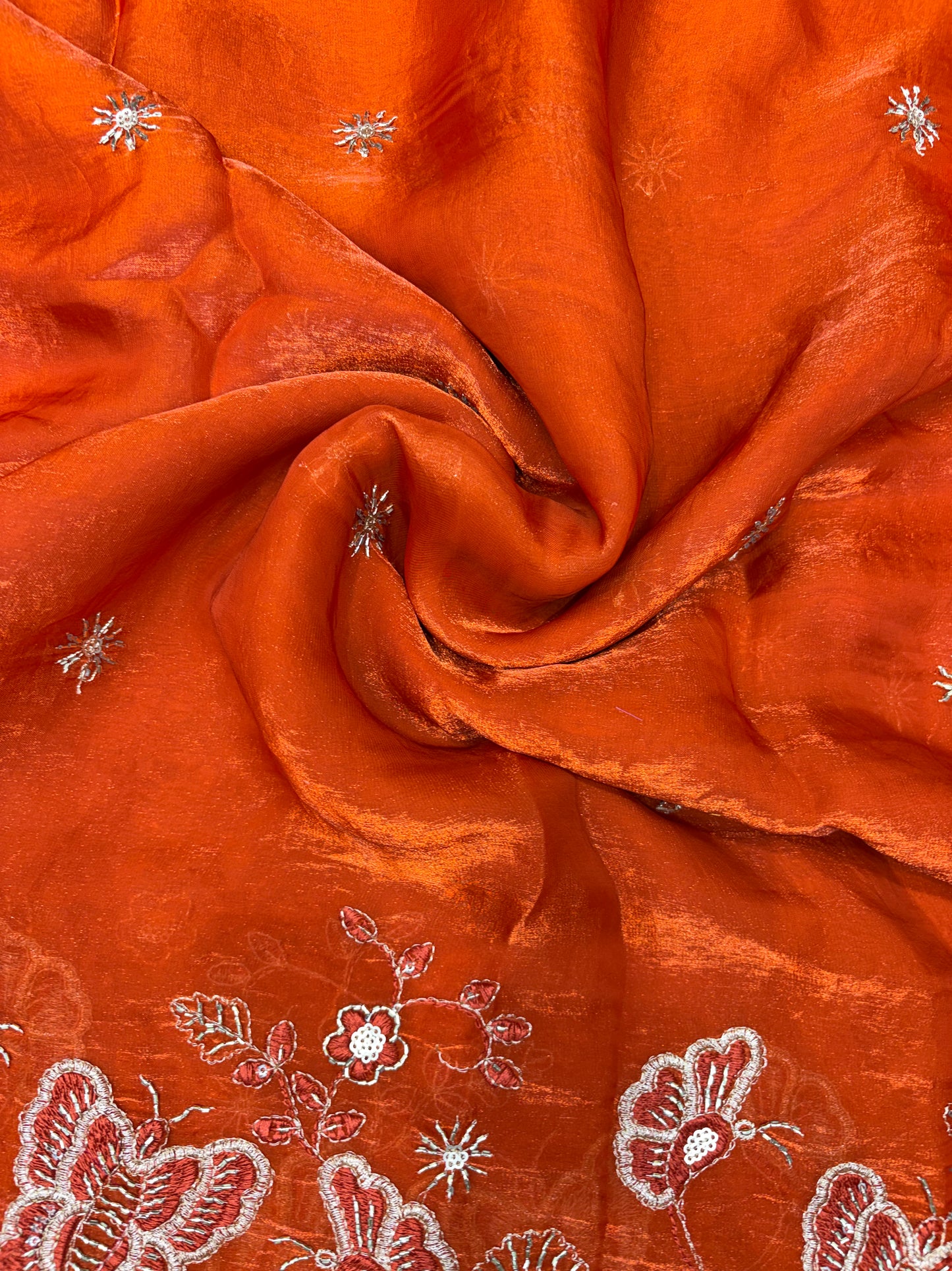 Beautiful Space Silk butterfly design 🦋beats work 44inch width Sare, lehengas , duppats , gowns, kurti , Anarkali’s