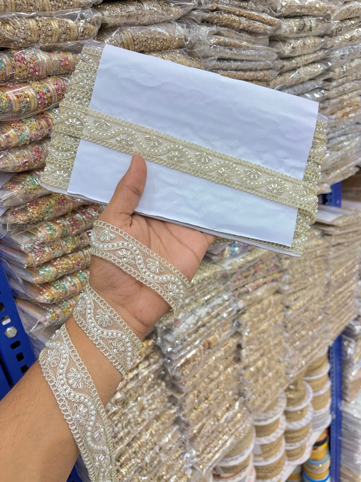 Exclusive hand made lace border Bordering Sarees, Dupattas, Lehengas, Kurtis, and Anarkalis. (Pack of 9 meter )