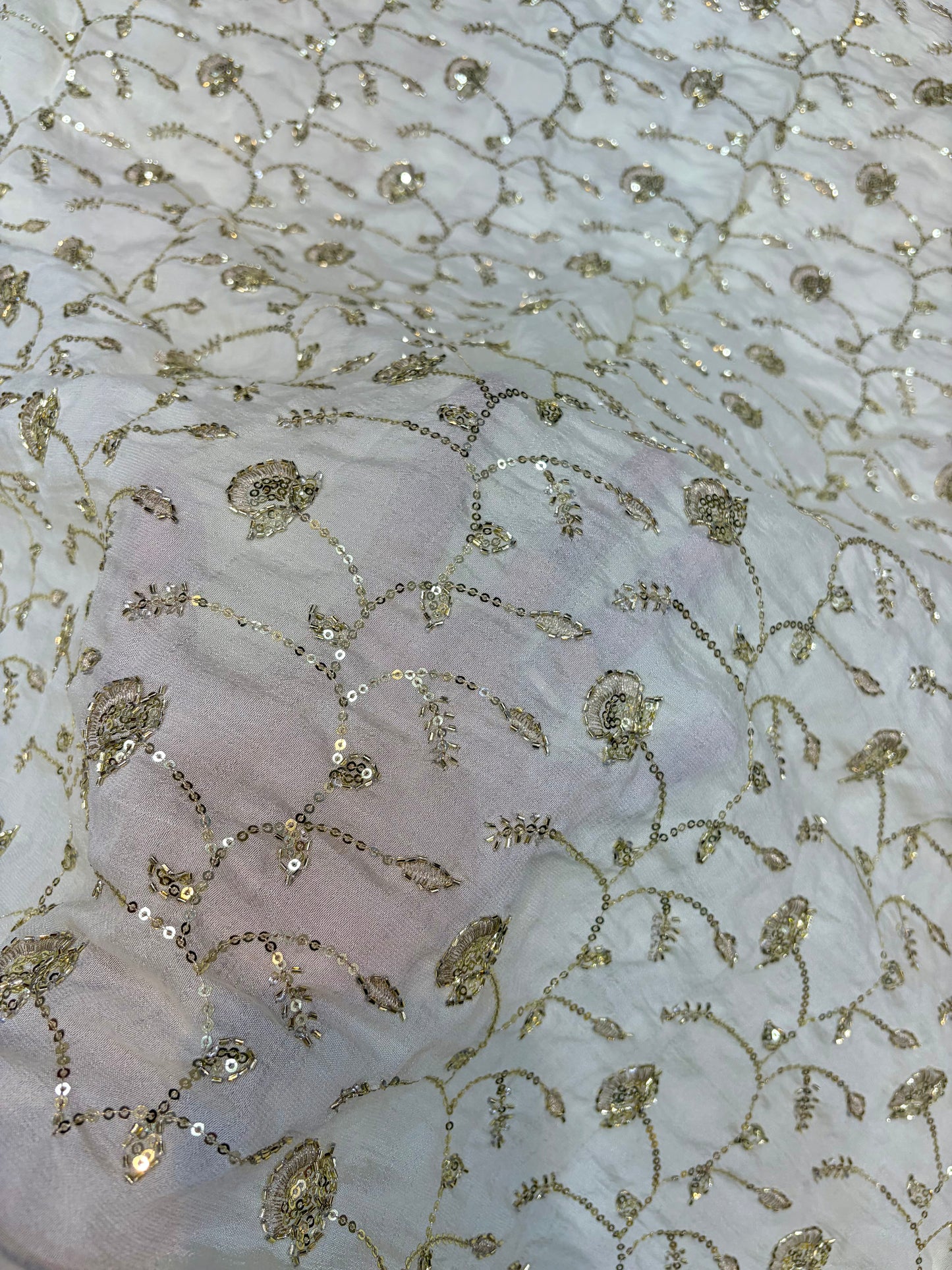 Vichitra Silk Fabric with all over beats work 44inch width